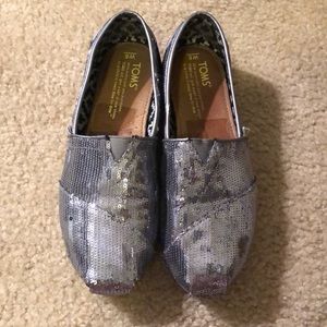 TOMS Silver Classic Sequin Slip-Ons